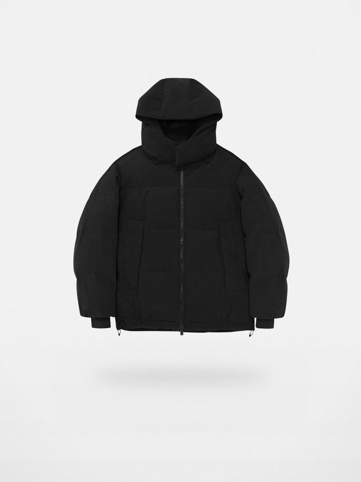 NANS Corduroy Texture Down Puffer Jacket in Black