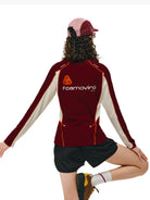 FPA Panelled Color Block Long Sleeve Tee in Burgundy - On Model