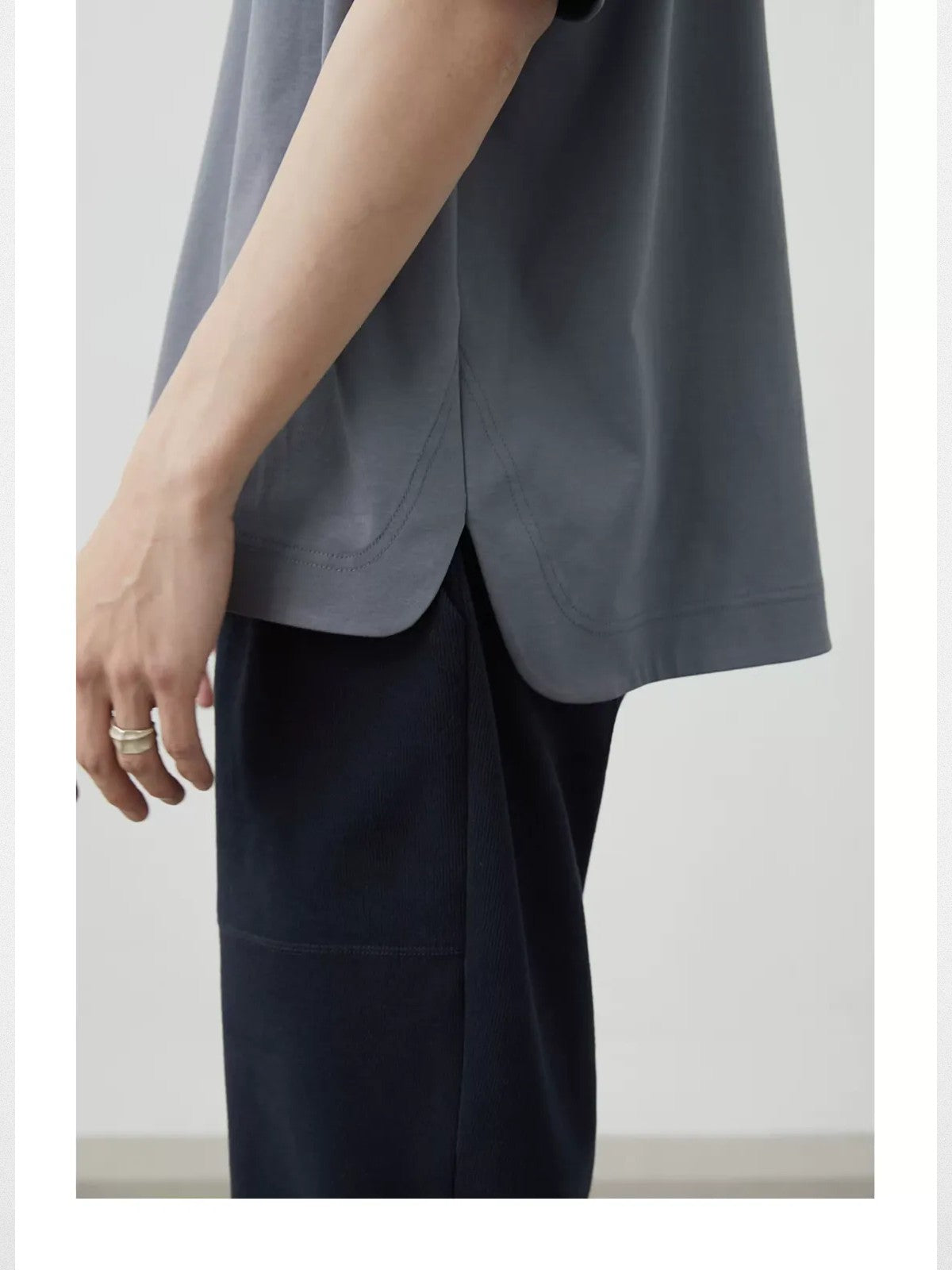 NANS Plush Textured Wide Leg Track Pants in Navy Blue - On Model