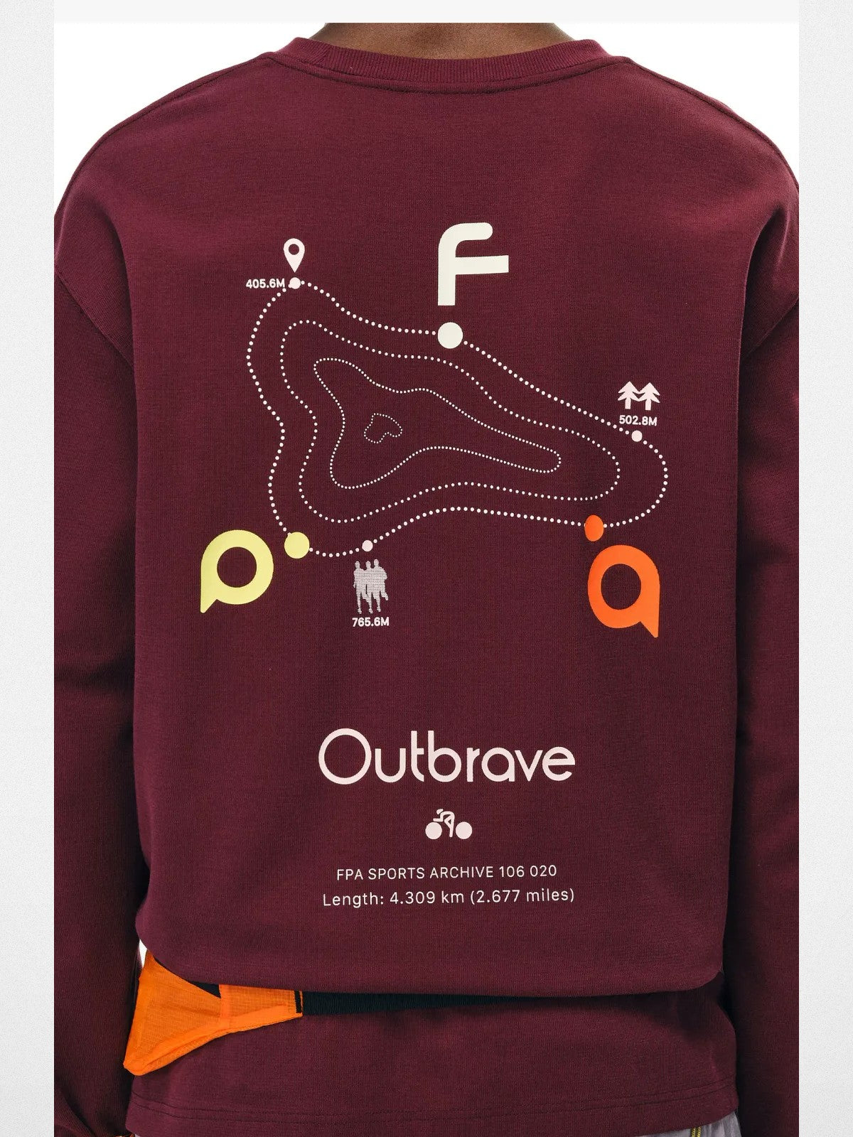 FPA Heavyweight Graphic Long Sleeve Tee in Burgundy - On Model