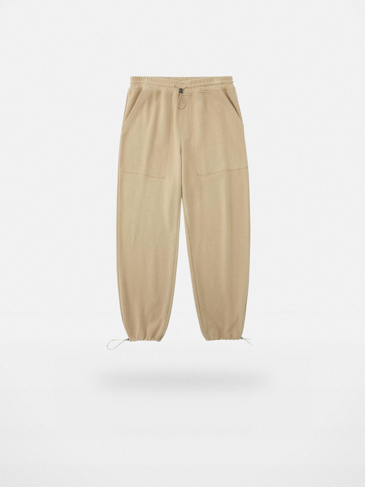 NANS Plush Textured Wide Leg Track Pants in Beige