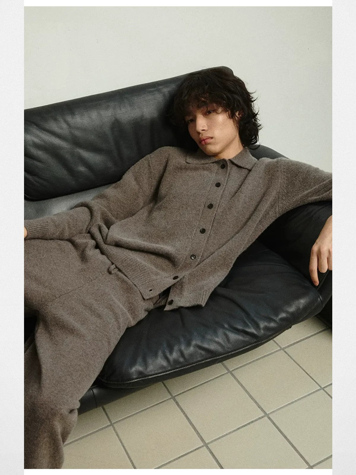 NANS Merino Wool Cashmere Cardigan in Beige - Lifestyle