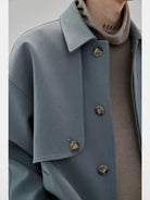 NANS Textured Slouchy Neck T Shirt in Beige - On Model