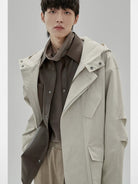 NANS Textured Slouchy Neck T Shirt in Beige - On Model