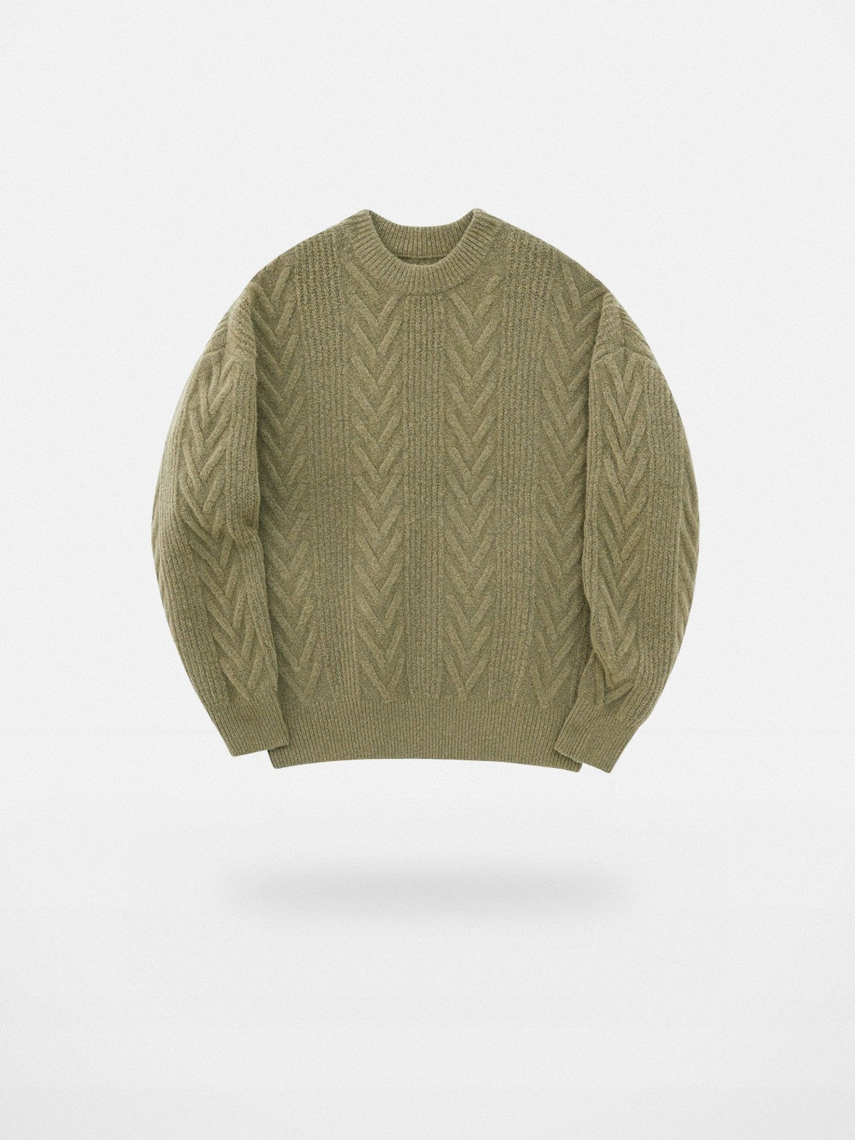 NANS Yak Wool Blend Cable Knit Sweater in Olive