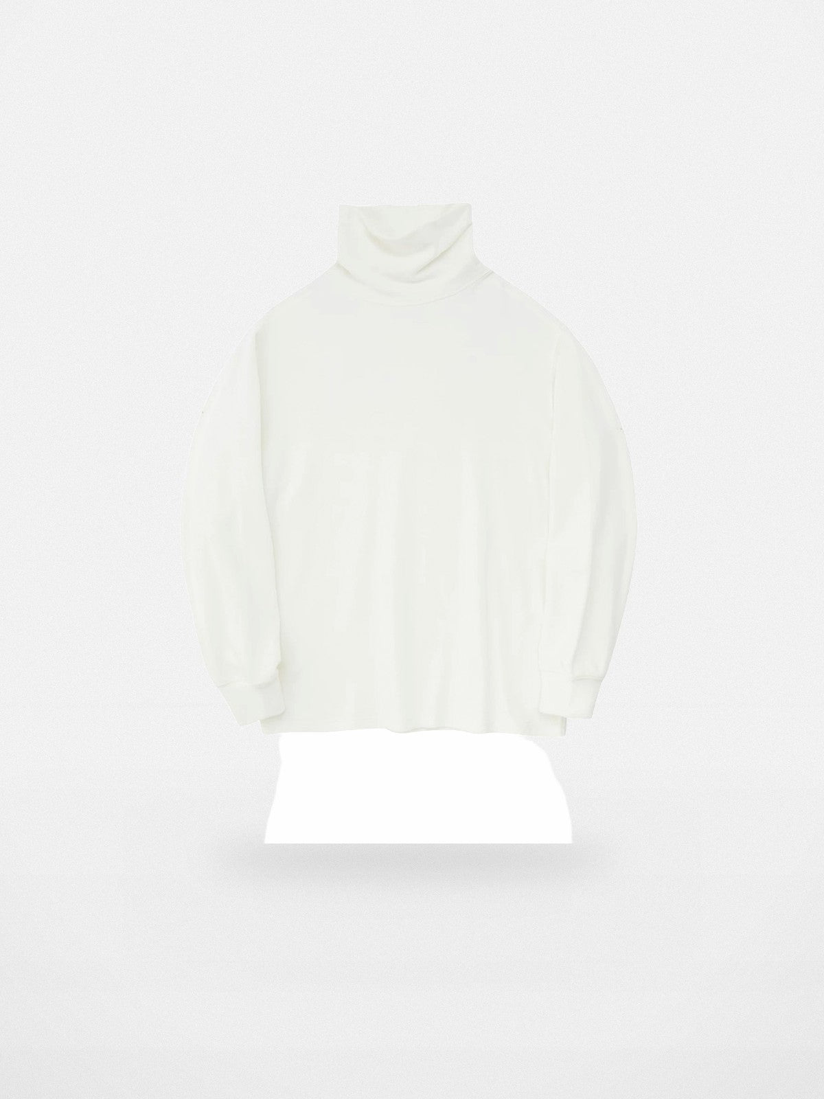 NANS Textured Slouchy Neck T Shirt in White