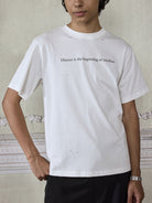 AFterTaste Distressed Slogan T Shirt in White - On Model