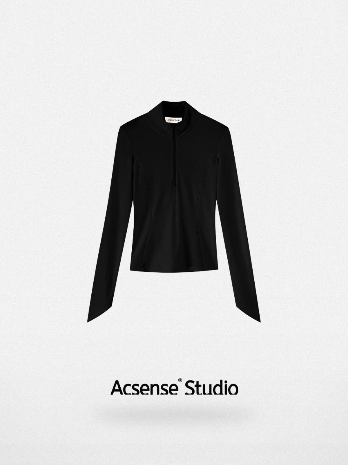 ACSENSE STUDIO High Neck Half Zip Top in Black