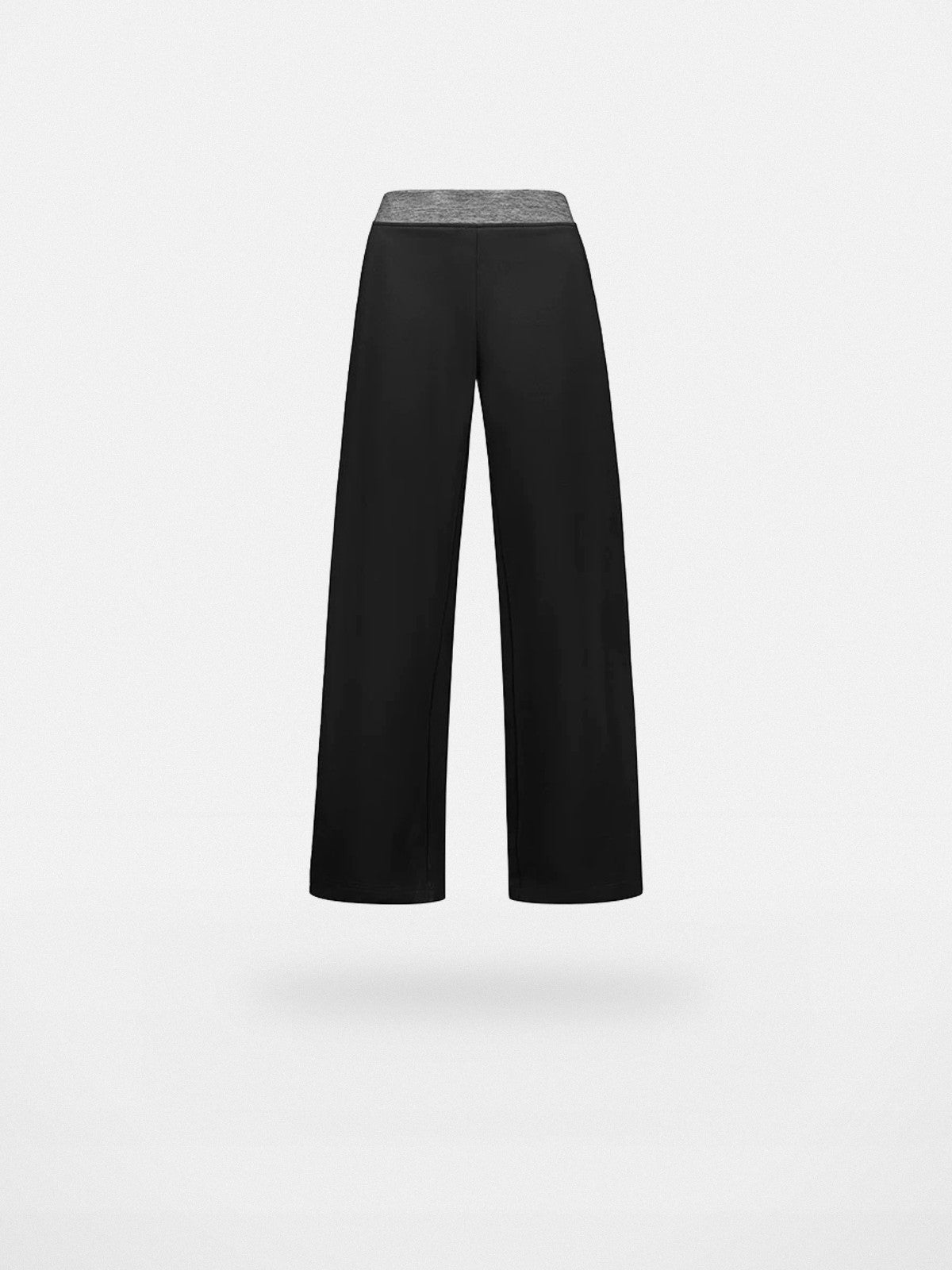FaxCopyExpress Contrast Waist Wide Leg Pants in Black