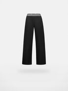FaxCopyExpress Contrast Waist Wide Leg Pants in Black