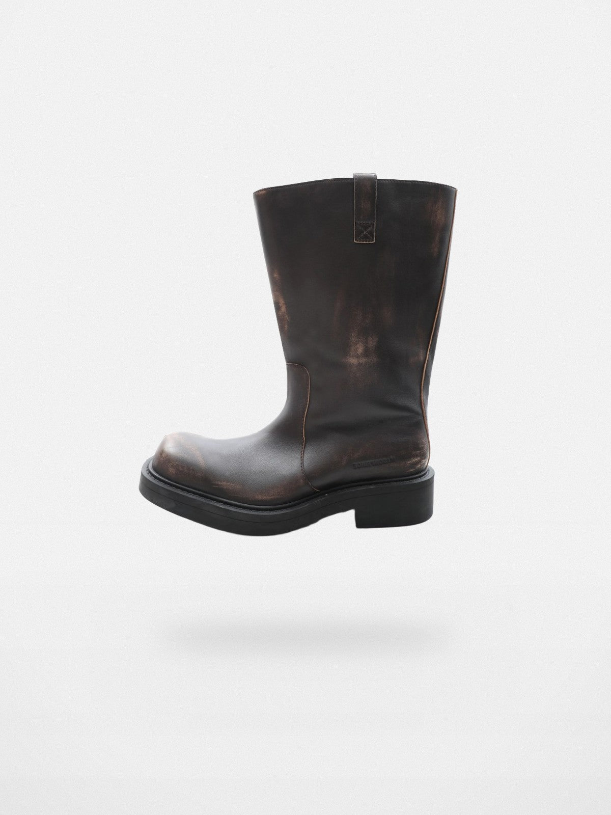 MASONPRINCE Wide Shaft Leather Military Boots in Brown