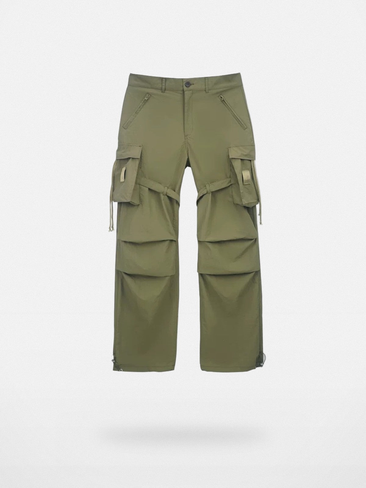 SOD Online Store Detachable Strap Nylon Parachute Pants in Green