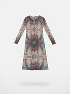 THELIGHT OFFICIAL Oil Print Mesh Maxi Cardigan in Brown