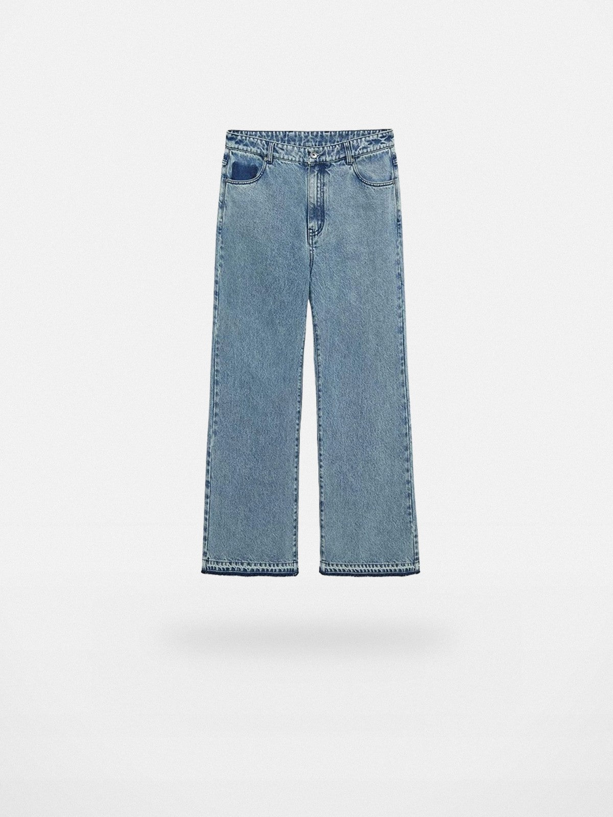 NANS Distressed 14oz Micro Flare Jeans in Denim