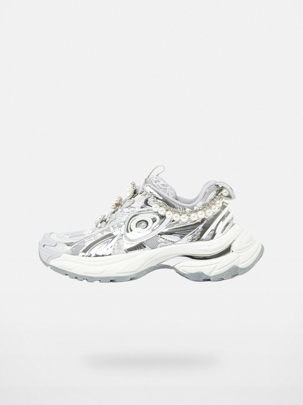OLDORDER Metallic Pearl Chunky Sneakers in Silver