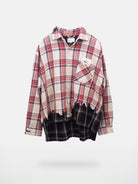 SOD Co. Hand Distressed Plaid Shirt Jacket in White