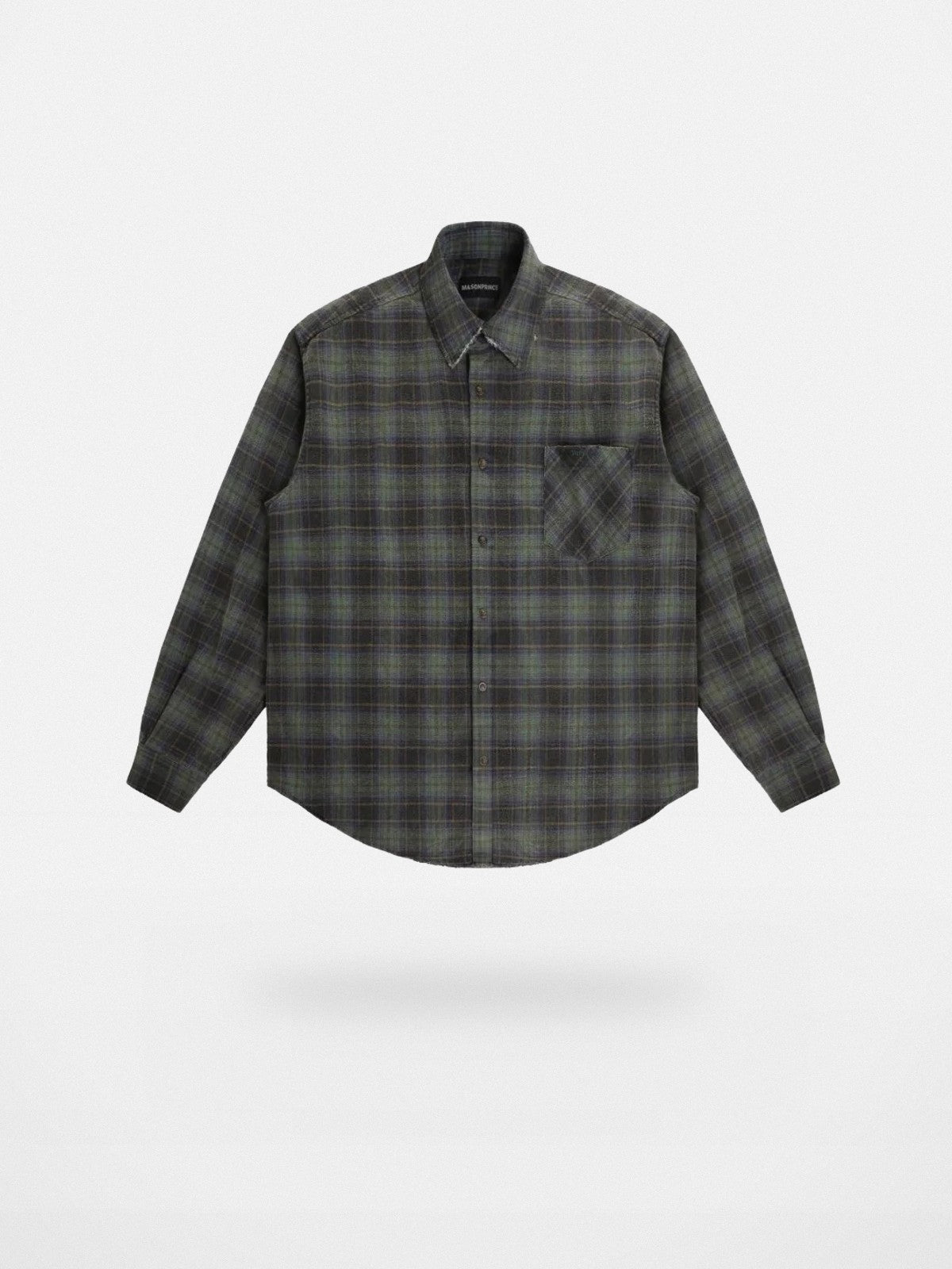 MASONPRINCE Plaid Shirt with Elbow Patches in Green