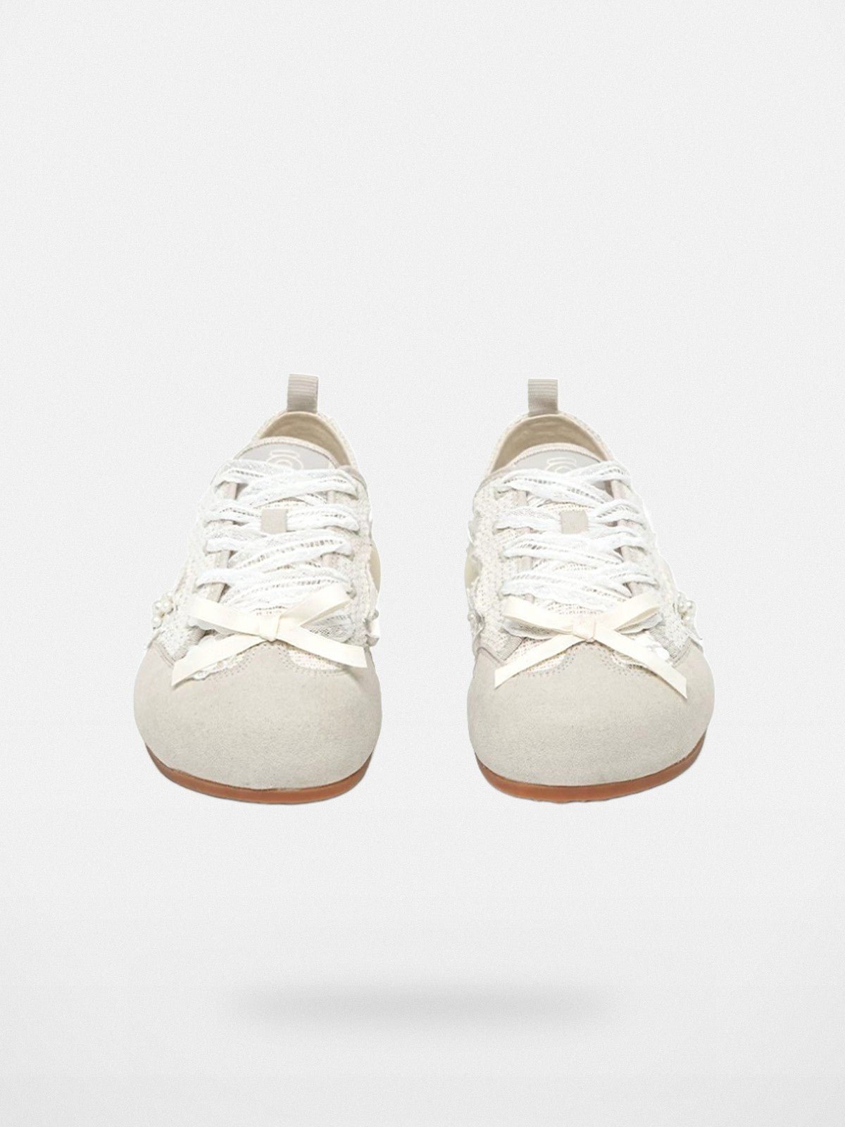 OLDORDER Puffy Suede Lace Mules in Beige