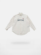 MASONPRINCE Striped Logo Button Down Shirt in White