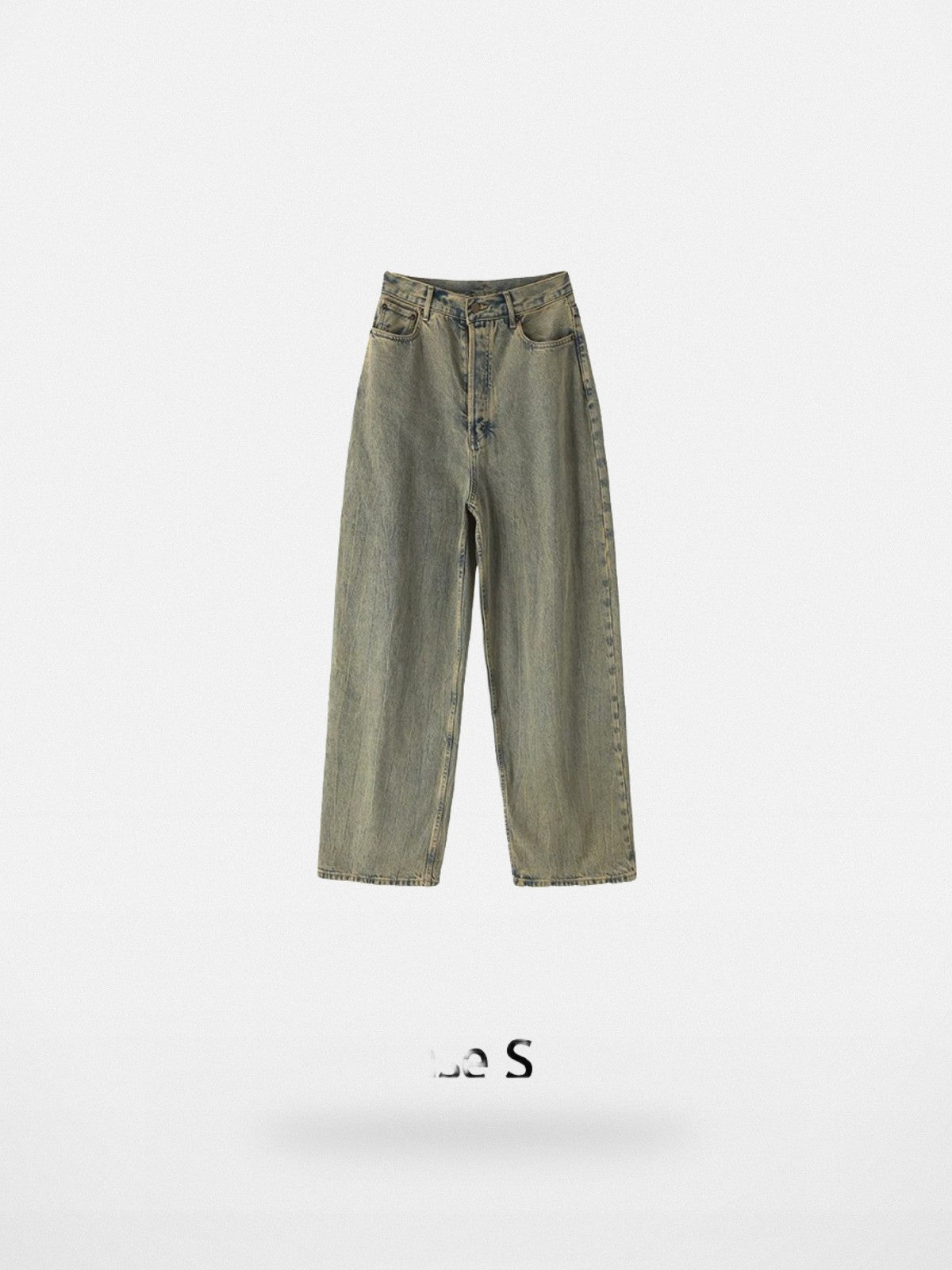 ACSENSE STUDIO Dirty Wash Curved Wide Leg Jeans in Blue