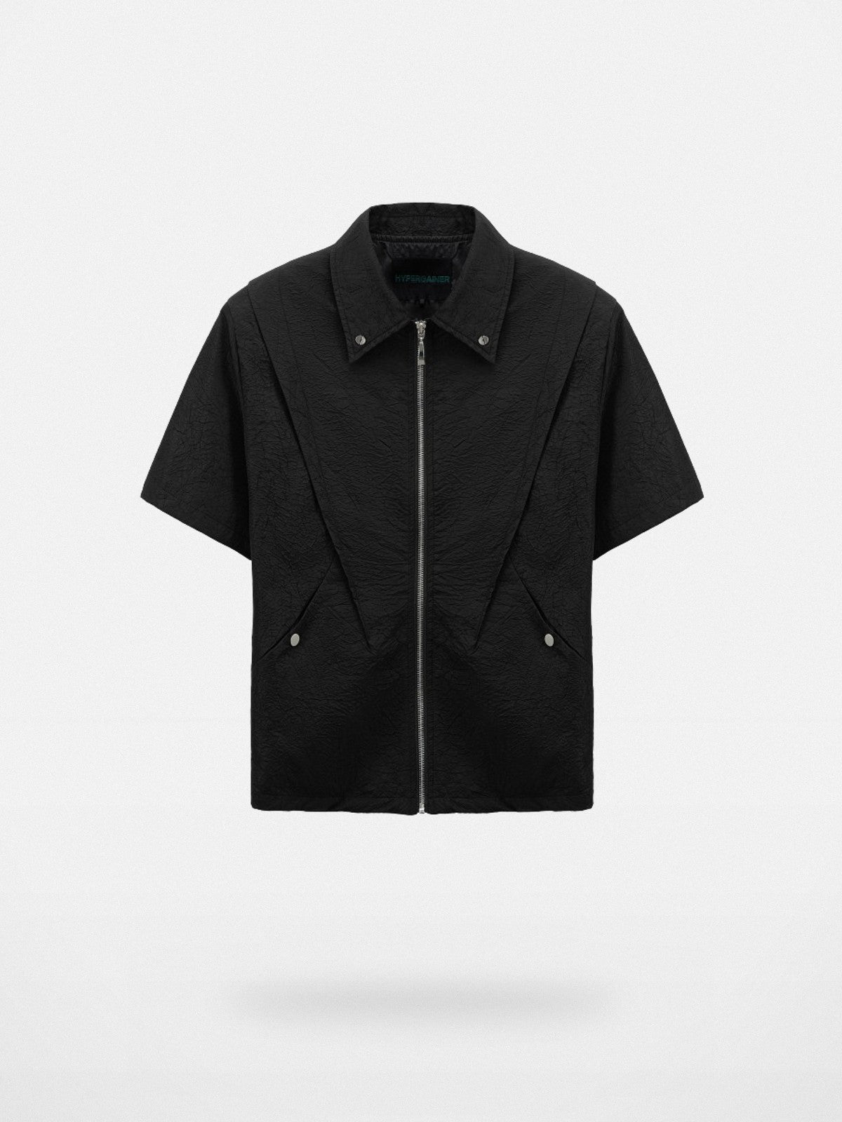Y OFFICIAL Structural Nylon Zip Shirt in Black