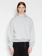 AFterTaste Boxy Ribbed Cotton Hoodie in Gray - On Model
