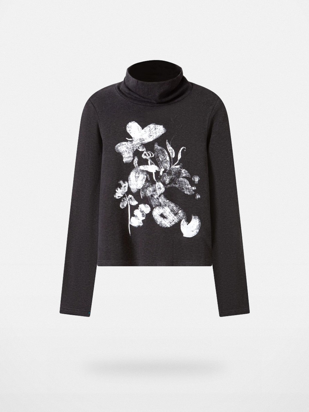 THELIGHT OFFICIAL Ink Wash Floral High Neck Top in Gray