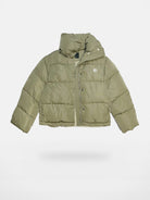 Amee Duck Down Stand Collar Puffer in Green