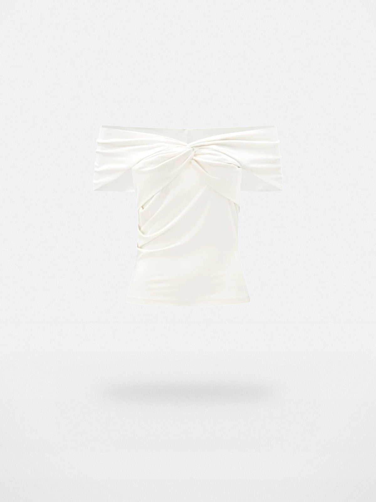PUKI Twisted Knot Off Shoulder Top in White