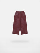 MASONPRINCE Distressed Wide Leg Cargo Pants in Burgundy