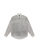 MASONPRINCE Distressed Dirty Wash Striped Shirt in White