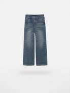 NANS Distressed Whiskered Straight Jeans in Denim