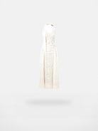 PUKI Sheer Jacquard Halter Maxi Dress in White