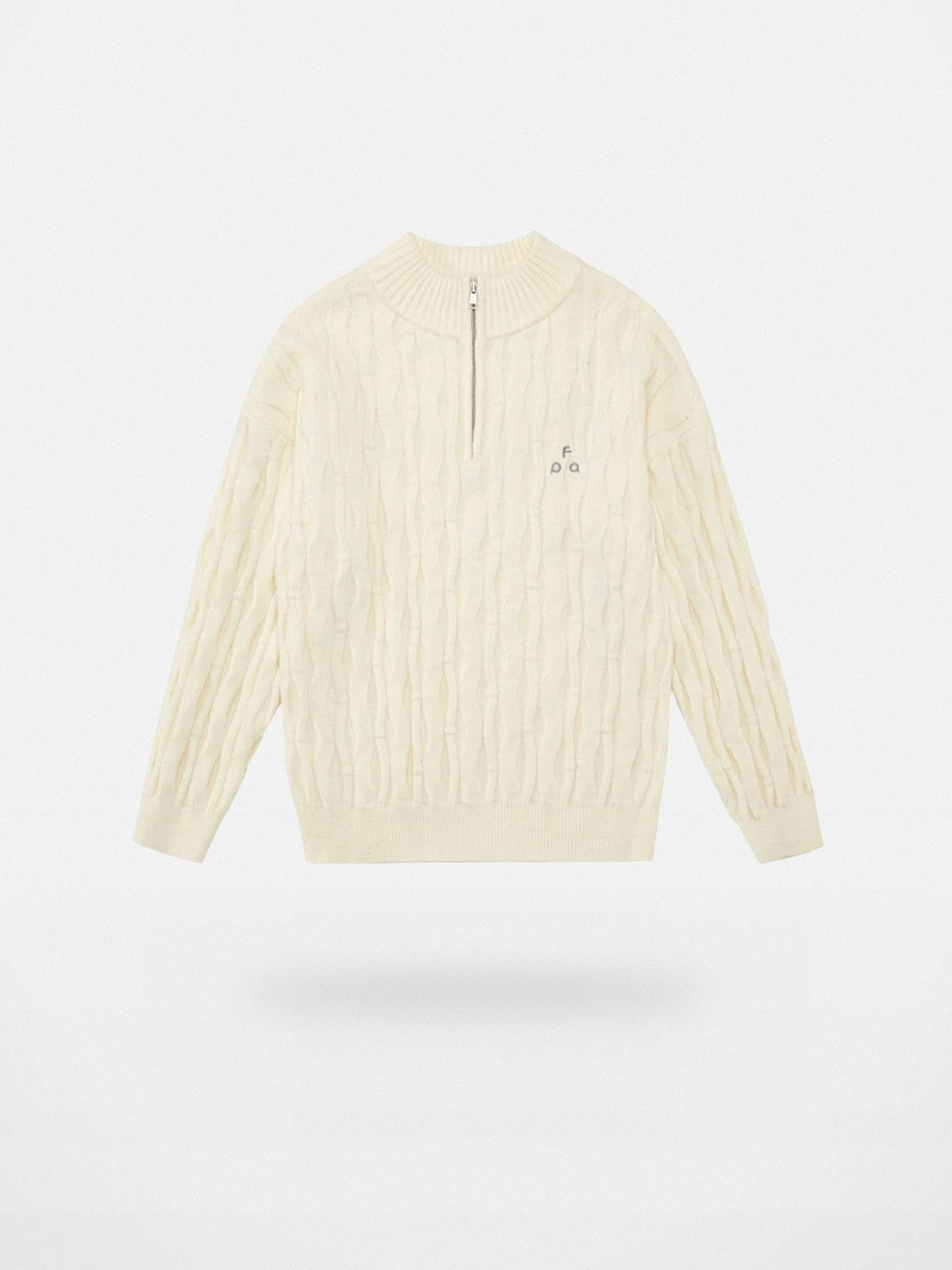 FPA Half Zip Cable Knit Pullover in Cream