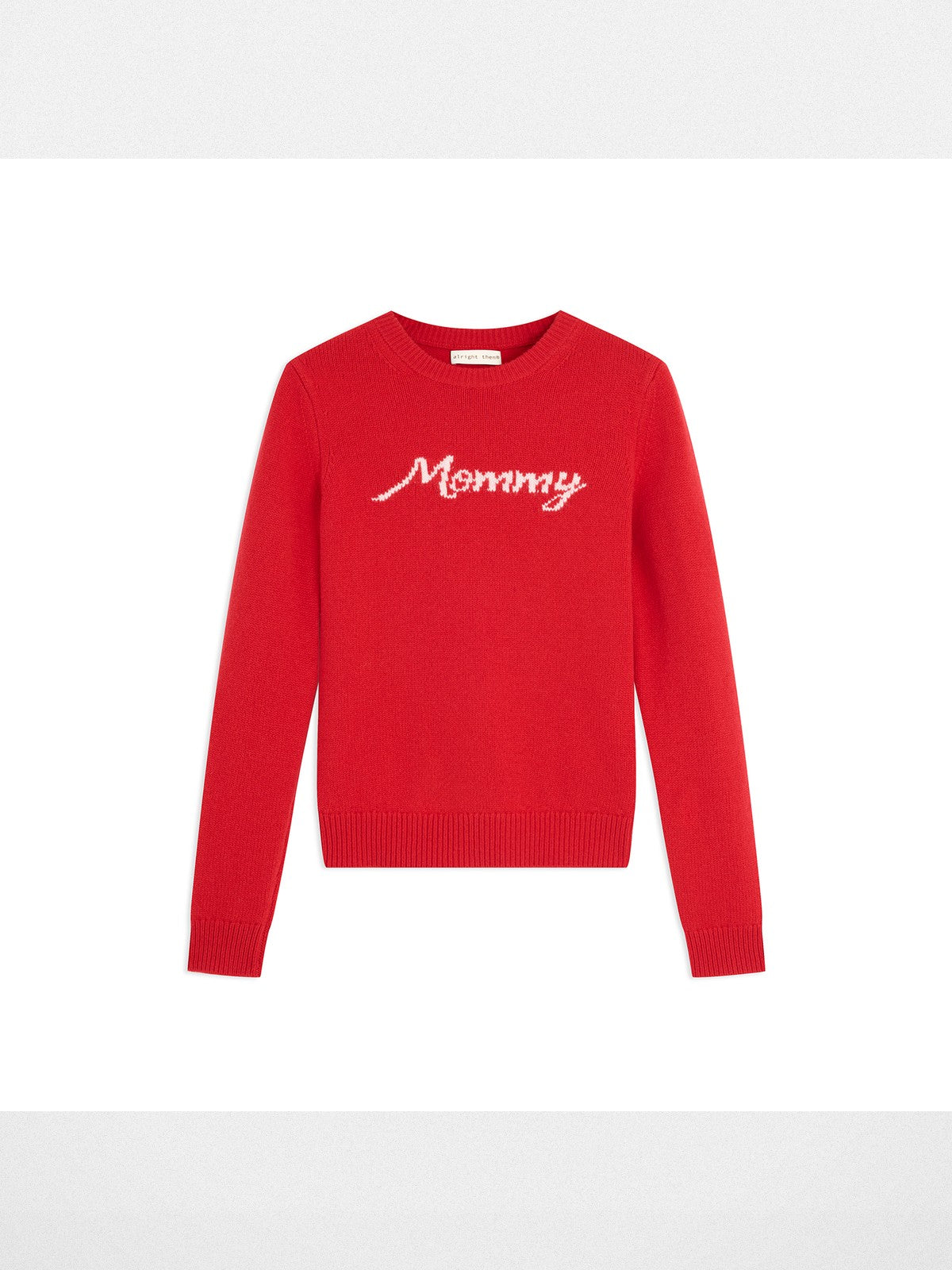 Alright Then Script Jacquard Lambswool Sweater in Red