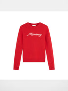 Alright Then Script Jacquard Lambswool Sweater in Red