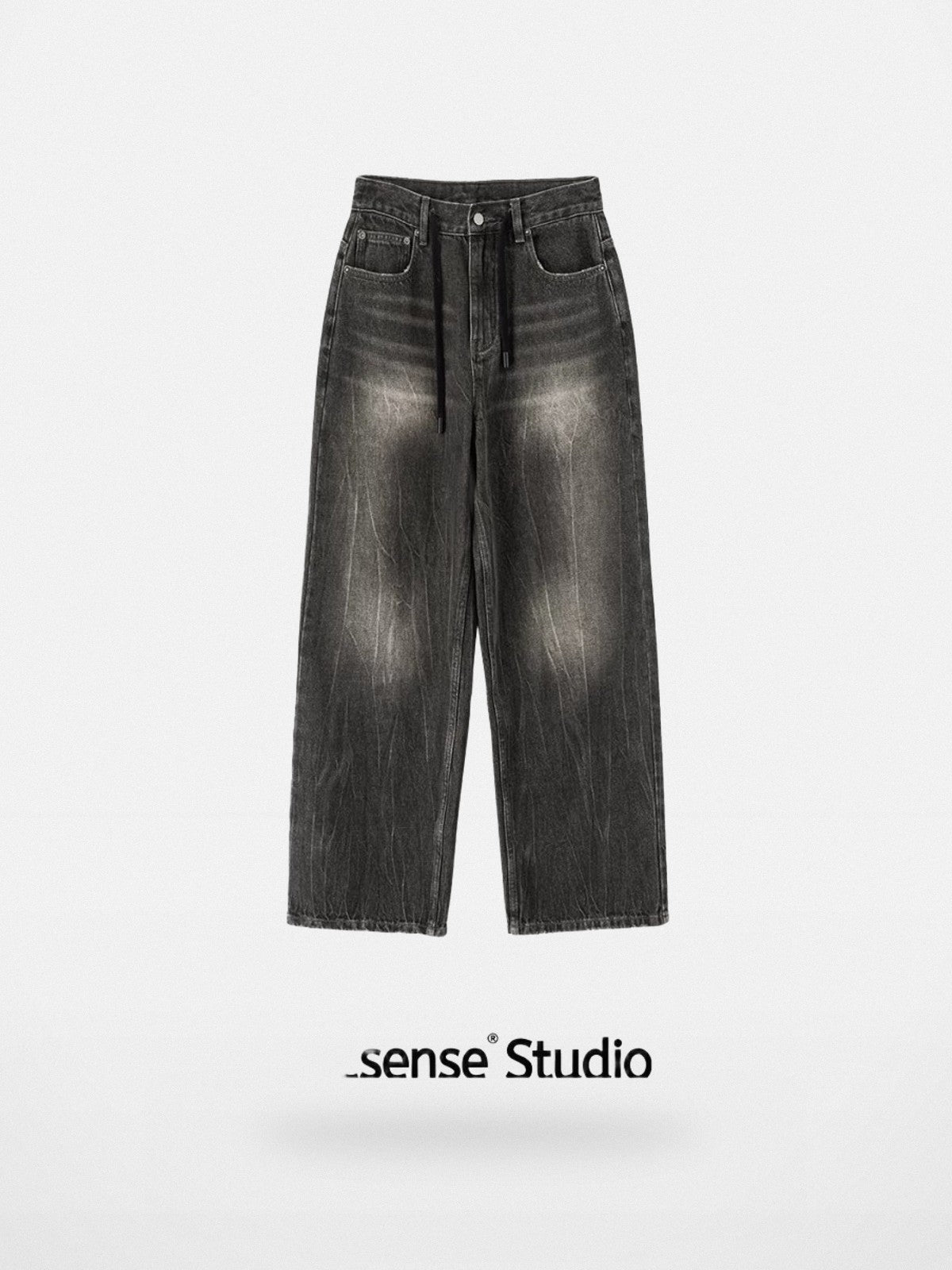 ACSENSE STUDIO Hand Rubbed Wide Leg Jeans in Gray