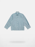 MASONPRINCE Retro Striped Cotton Shirt in Teal