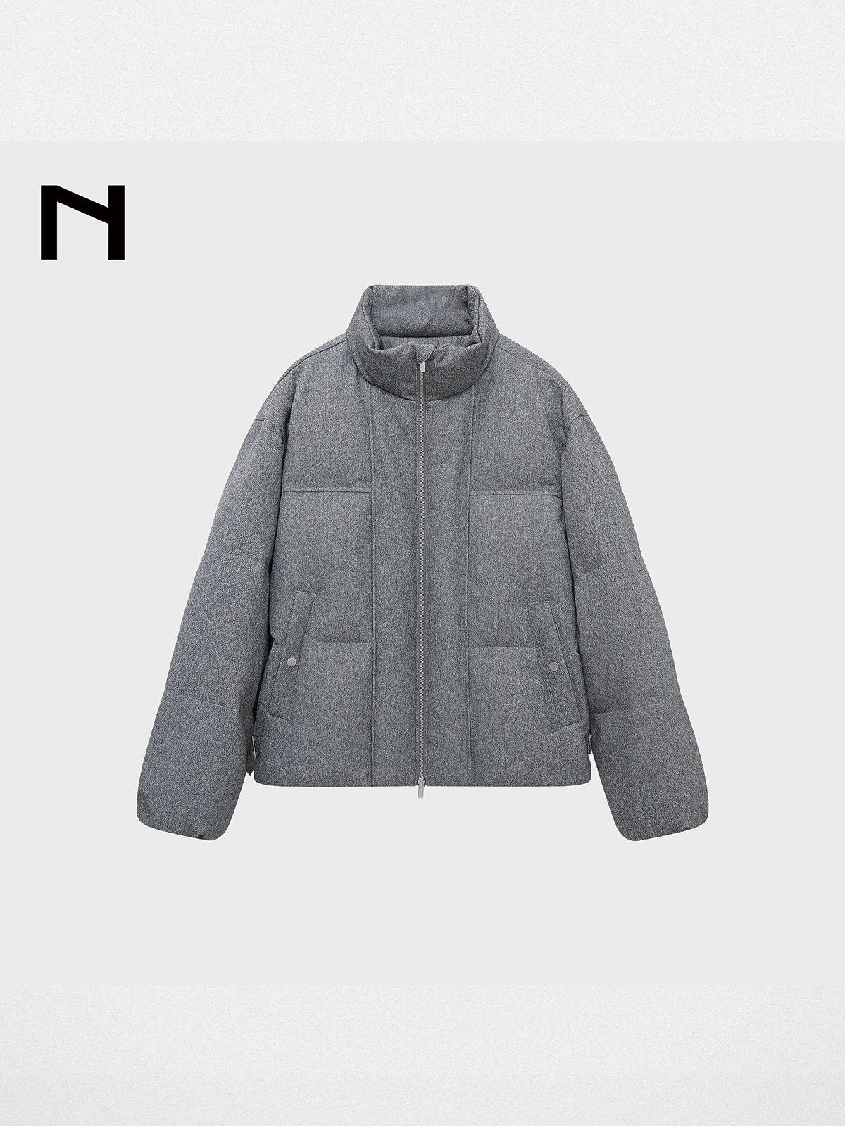 NANS Textured Twill Down Puffer in Gray
