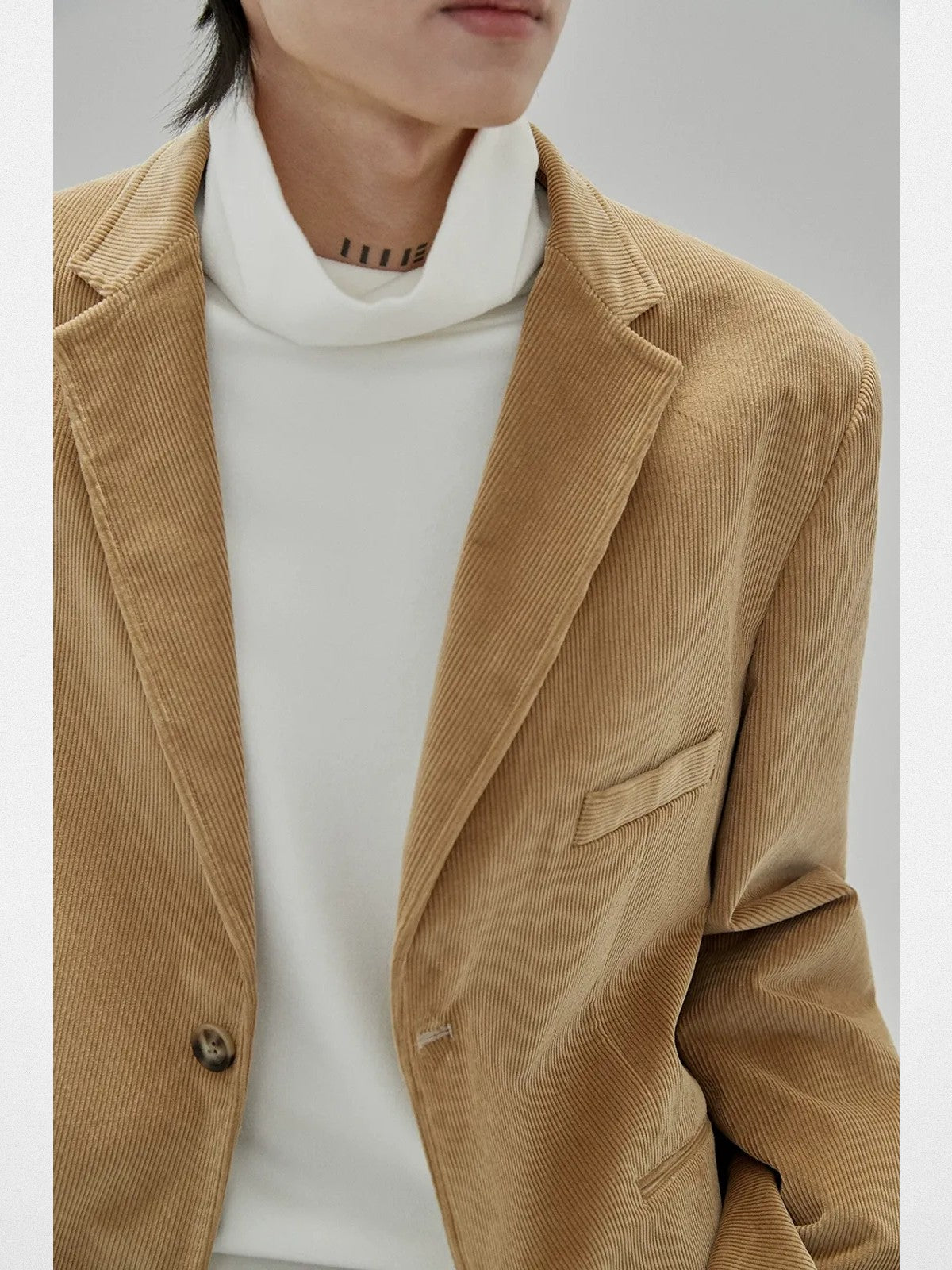 NANS Textured Slouchy Neck T Shirt in White - On Model