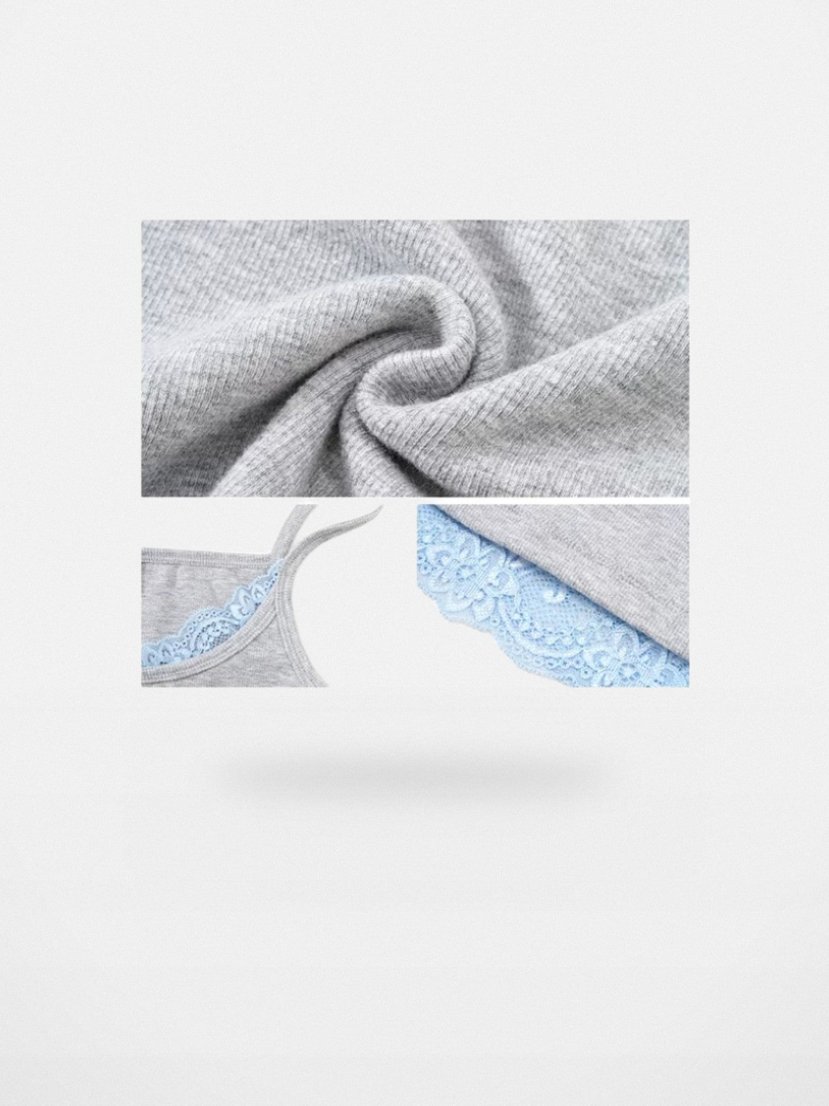 PUKI Faux Layered Lace Camisole in Gray - Detail