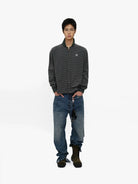 MASONPRINCE Striped Washed Cotton Rugby Shirt in Green - On Model