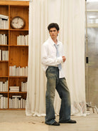 Retro 21 Bamboo Rayon Drop Shoulder Shirt in White - Lifestyle