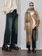 NANS Vintage Wash Micro Flare Jeans in Denim - On Model