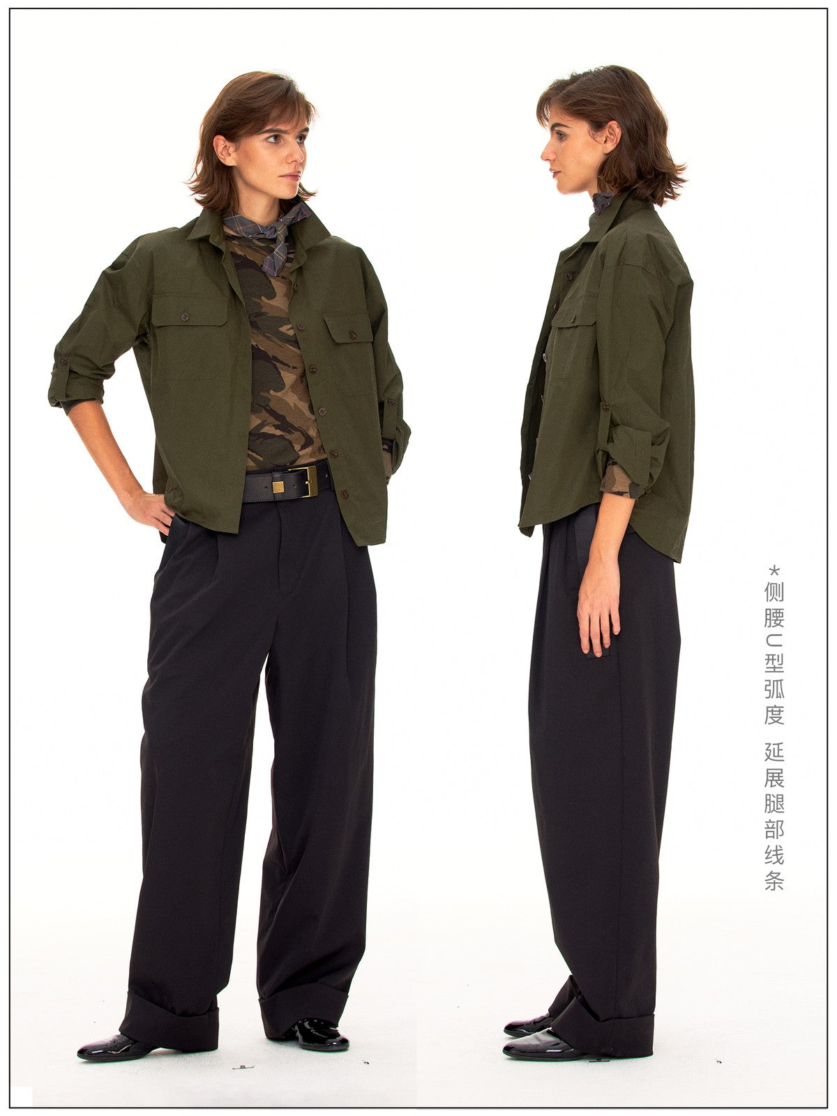 FaxCopyExpress Cotton Safari Button Down in Olive - On Model