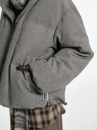 NANS Textured Twill Down Puffer in Gray - Detail