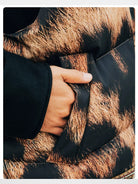 SWFI Far East Leopard Print Padded Vest in Brown