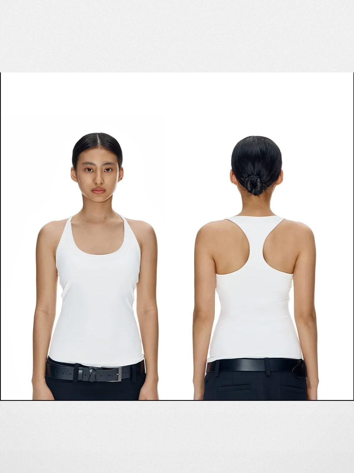 FaxCopyExpress Longline U Cut Racer Tank in White - On Model