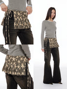 THELIGHT OFFICIAL Star Print Layering Apron Skirt in Yellow - On Model