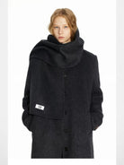 PUKI Double Faced Wool Scarf Coat in Gray - On Model